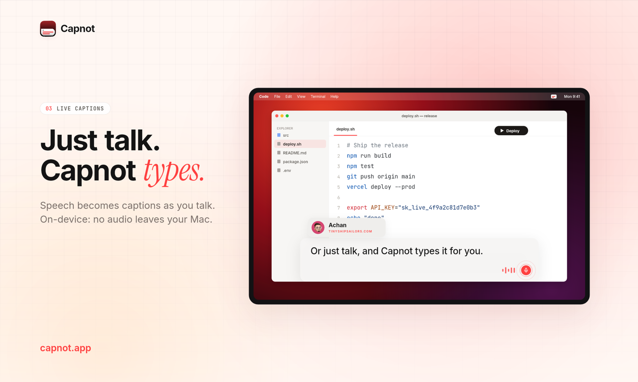 Live Captions turning speech into a subtitle as you talk.